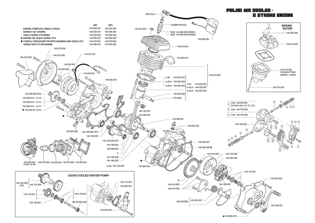 Polini Air Cooled Engine Schematic (Technical Drawing)